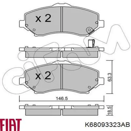 Pastillas de freno K68093323AB Fiat/Alfa/Lancia