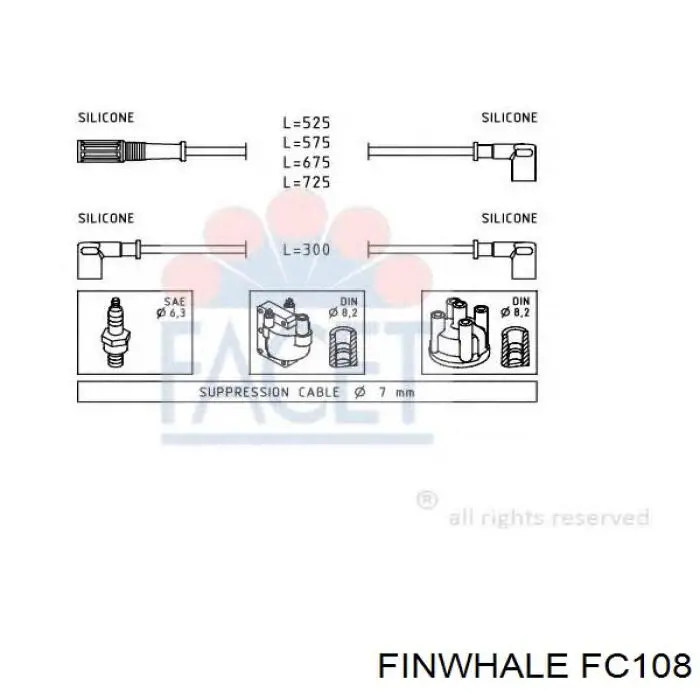 FC108 Finwhale juego de cables de encendido