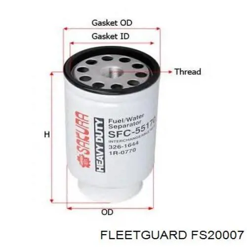 FS20007 Fleetguard filtro combustible