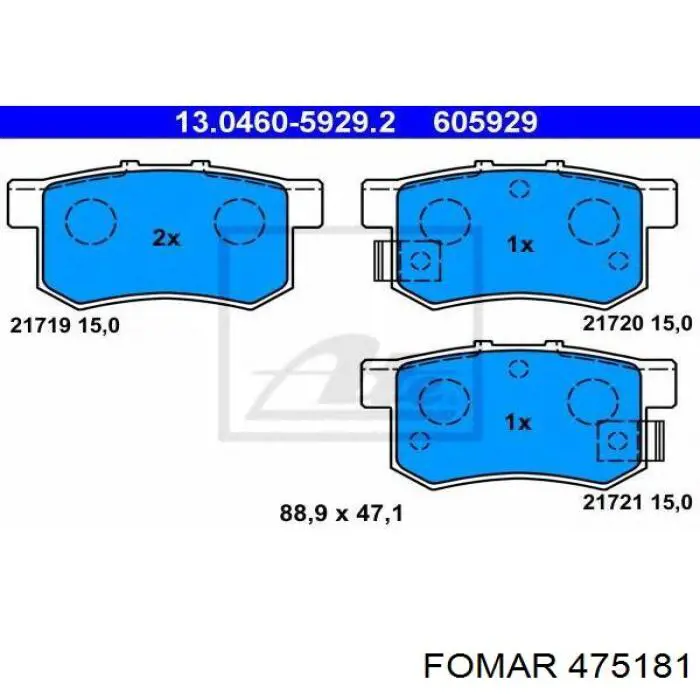 Pastillas de freno traseras 5580057L51 Suzuki