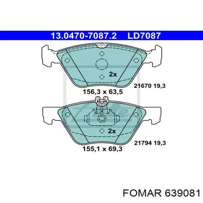 639081 Fomar Roulunds pastillas de freno delanteras