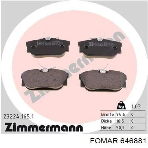 646881 Fomar Roulunds Pastillas freno traseras