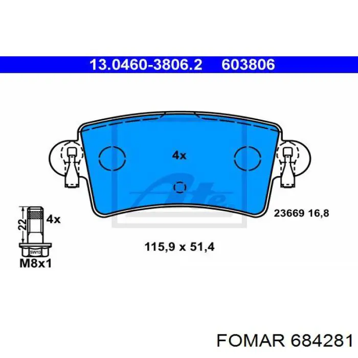 684281 Fomar Roulunds pastillas de freno traseras