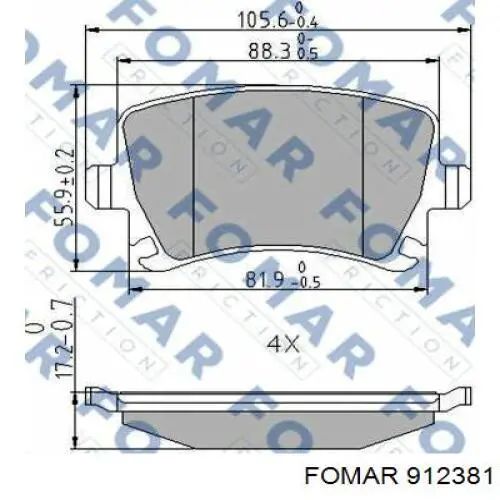 912381 Fomar Roulunds pastillas de freno traseras