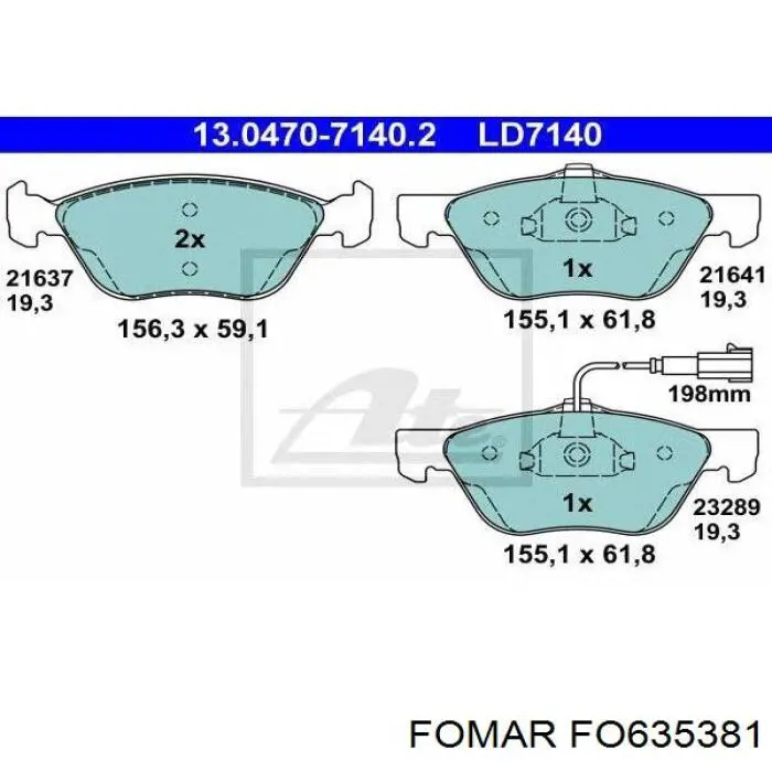 Pastillas de freno delanteras Alfa Romeo 156 932