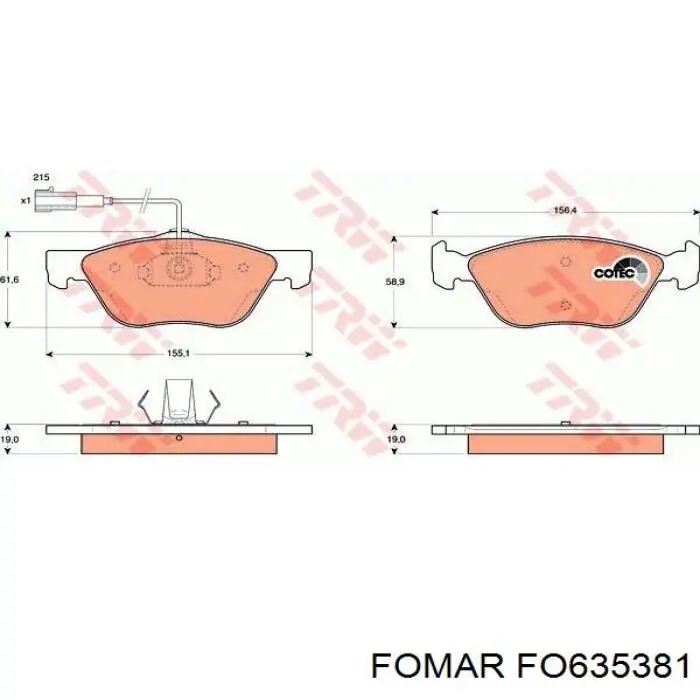 Pastillas de freno delanteras Alfa Romeo 156 932
