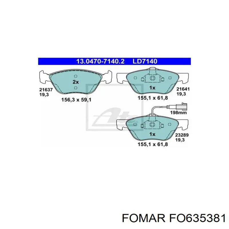 Pastillas de freno delanteras Alfa Romeo 156 932