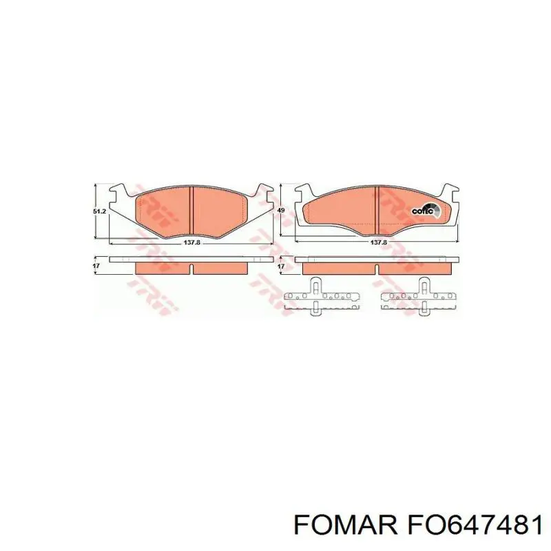 FO 647481 Fomar Roulunds pastillas de freno delanteras