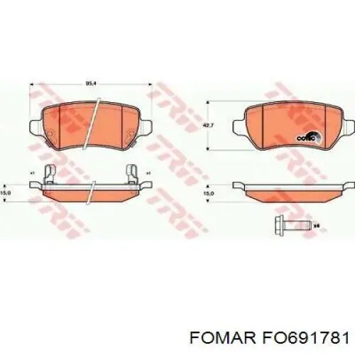 Pastillas de freno traseras 93190577 Opel