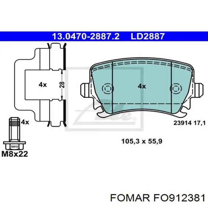 Pastillas traseras Fomar Roulunds FO912381