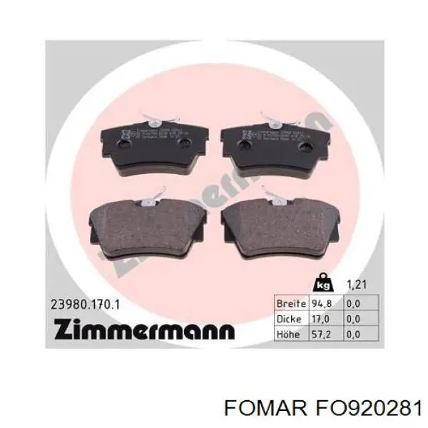 Pastillas de freno traseras FO920281 Fomar Roulunds