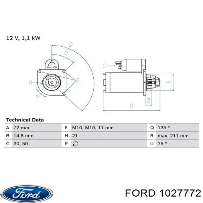 1027772 Ford motor de arranque