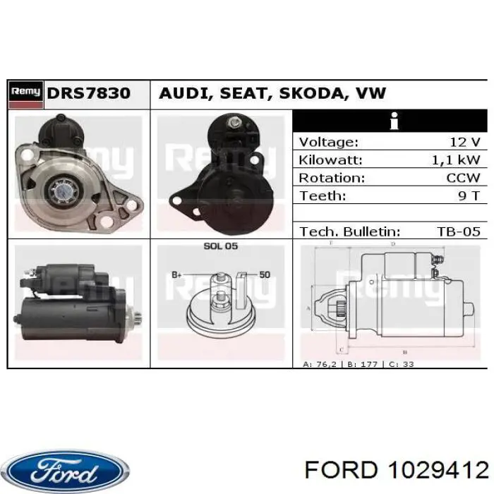 1029412 Ford motor de arranque