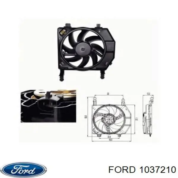 1037210 Ford difusor de radiador, ventilador de refrigeración, condensador del aire acondicionado, completo con motor y rodete