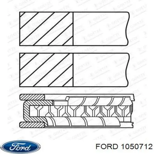 1050712 Ford aros de pistón para 1 cilindro, std