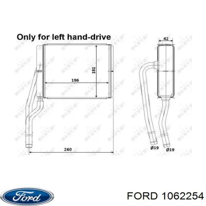 1062254 Ford radiador de calefacción