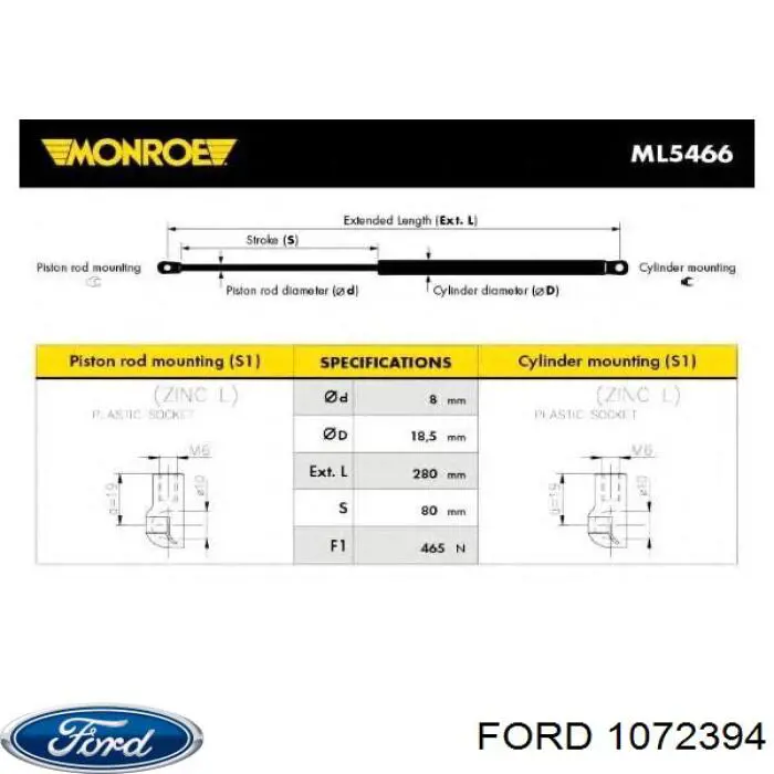 1072394 Ford amortiguador maletero