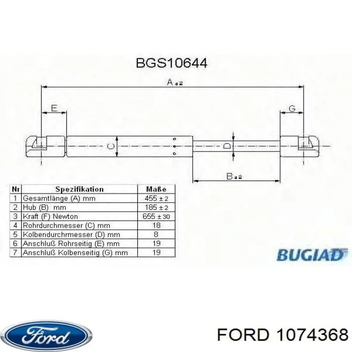 1074368 Ford amortiguador de maletero