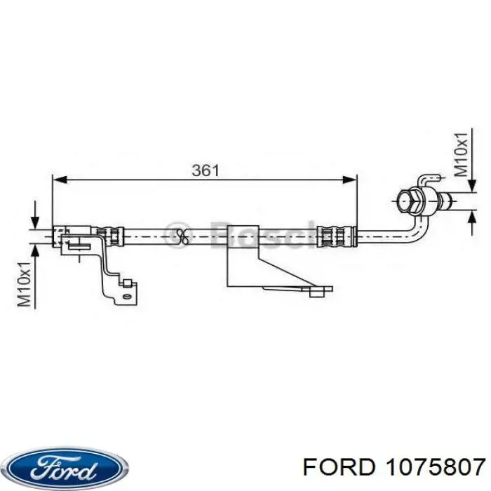 97AG2078DA Ford Tubo flexible de frenos delantero izquierdo 
