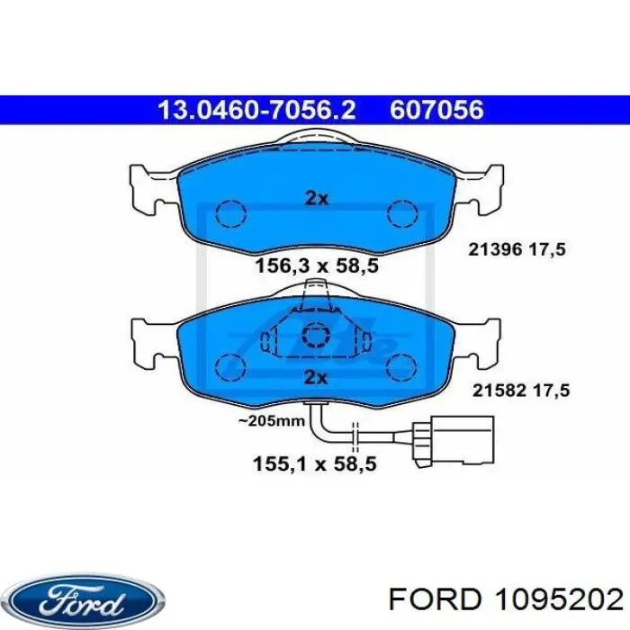 1095202 Ford pastillas de freno delanteras