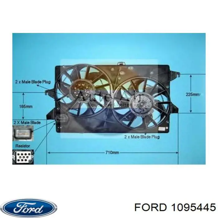 1095445 Ford difusor de radiador, ventilador de refrigeración, condensador del aire acondicionado, completo con motor y rodete