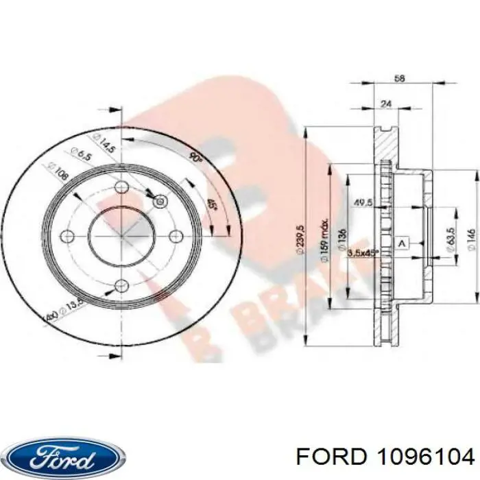 Freno de disco delantero Ford Escort 4 GAF, AWF, ABFT