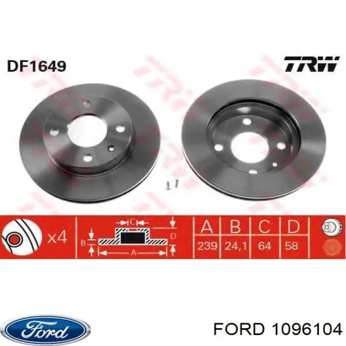 Freno de disco delantero Ford Escort 4 GAF, AWF, ABFT