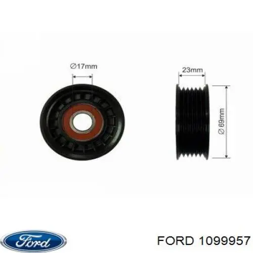 Tensor de la correa trapecial poli v Ford 1099957