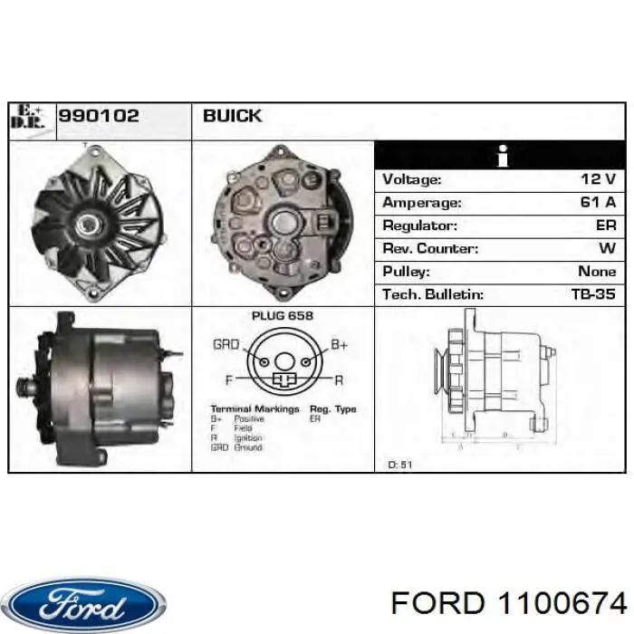 1100674 Ford polea, cigüeñal