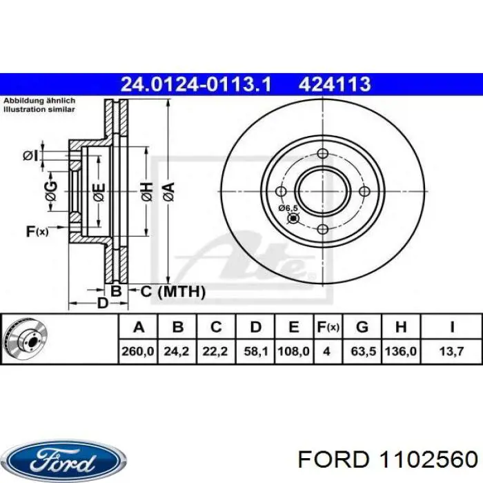 1102560 Ford disco de freno delantero