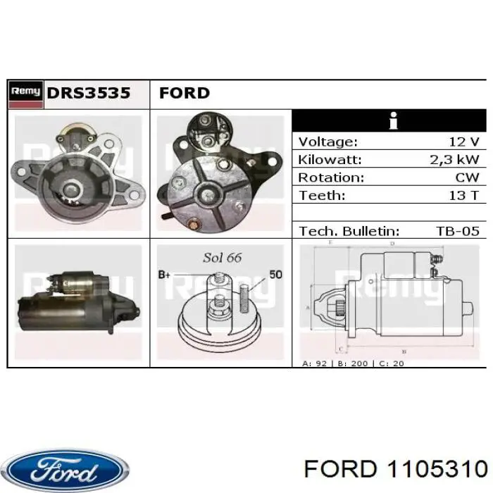 Burro de arranque  Ford 1105310 precio, desde 137,94 EUR