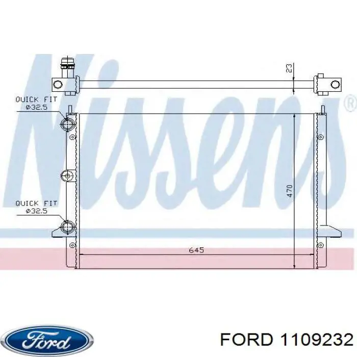 1109232 Ford radiador refrigeración del motor