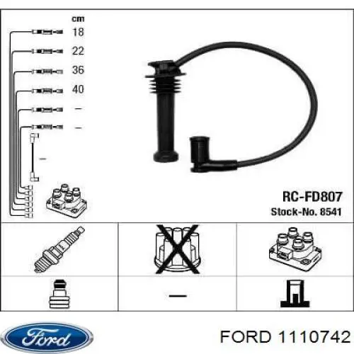 YS6F 12286-A1A Ford cables de bujías