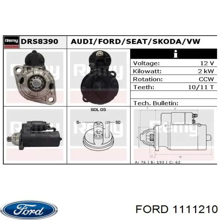 1111210 Ford motor de arranque