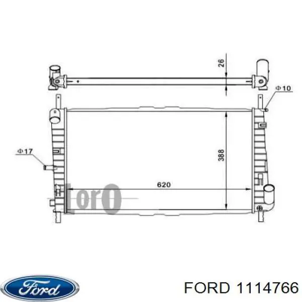 1114766 Ford radiador refrigeración del motor