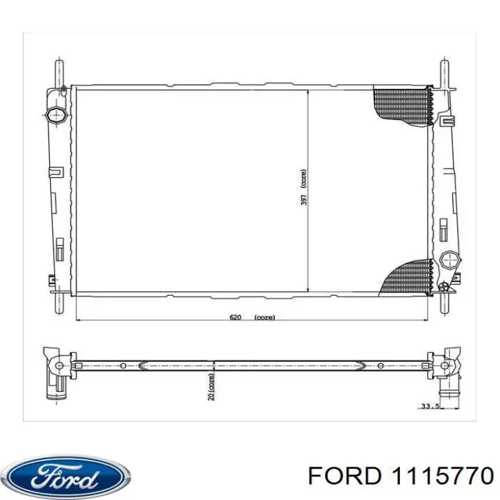 1115770 Ford radiador refrigeración del motor