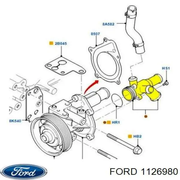 Comprar 1126980 Ford Brida del sistema de refrigeración (triple unión)