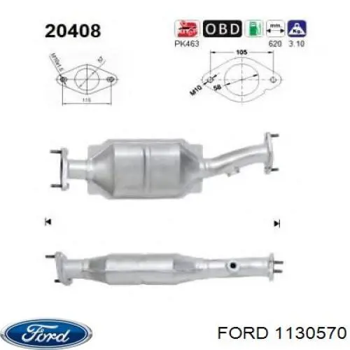 Catalizador Ford 1130570 precio, desde 205,04 EUR