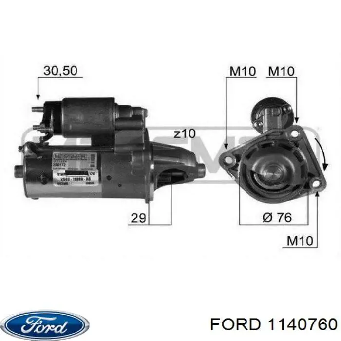 1140760 Ford motor de arranque