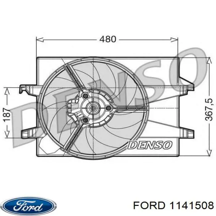1141508 Ford difusor de radiador, ventilador de refrigeración, condensador del aire acondicionado, completo con motor y rodete