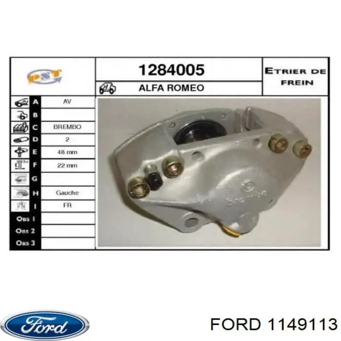 1149113 Ford luz antiniebla izquierdo