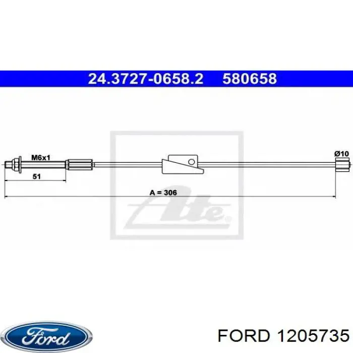 1205735 Ford cable de freno de mano delantero