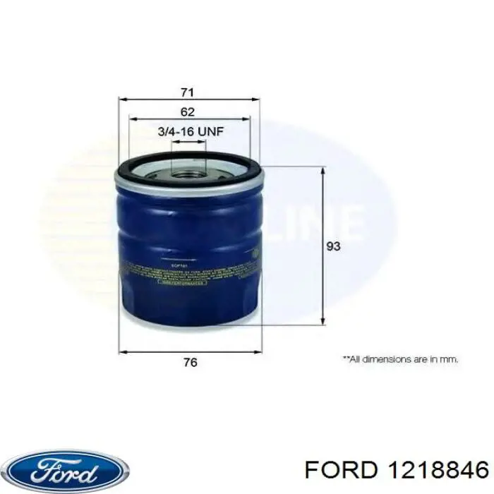 Filtro de aceite 1218846 Ford
