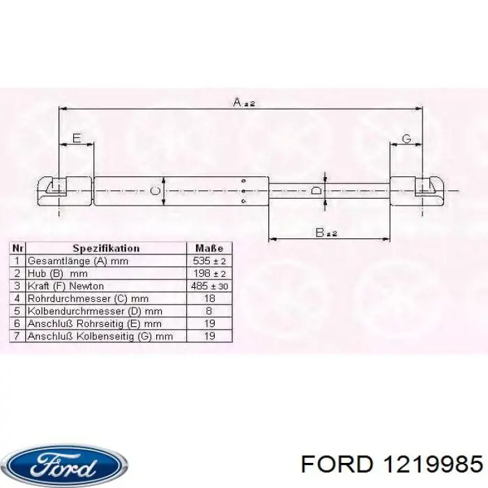 Amortiguador de maletero Ford 1219985 precio, desde 12,01 EUR