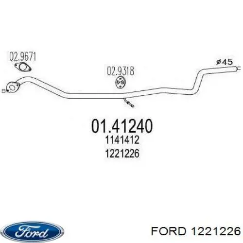 1221226 Ford silenciador delantero