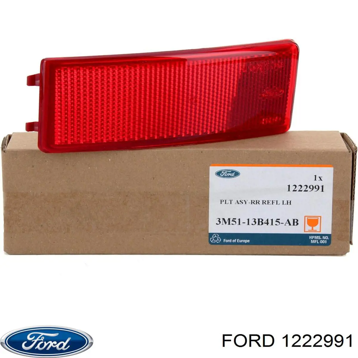 1222991 Ford reflector, parachoques trasero, izquierdo