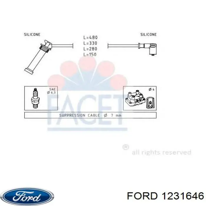 1231646 Ford cable de encendido, cilindro №1