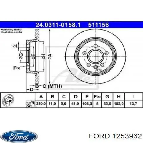 1253962 Ford disco de freno trasero