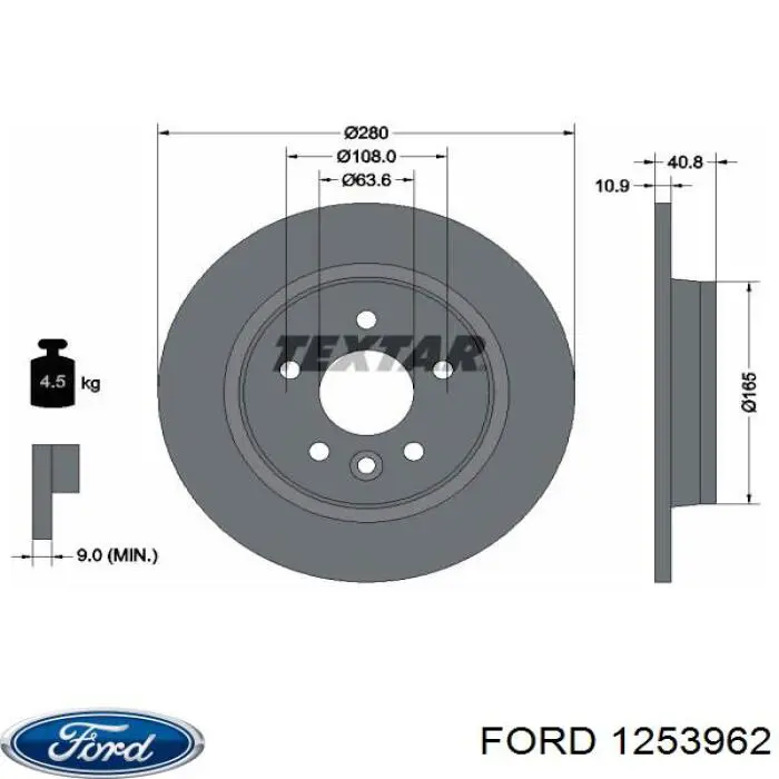Disco de freno trasero Volvo V40 525, 526