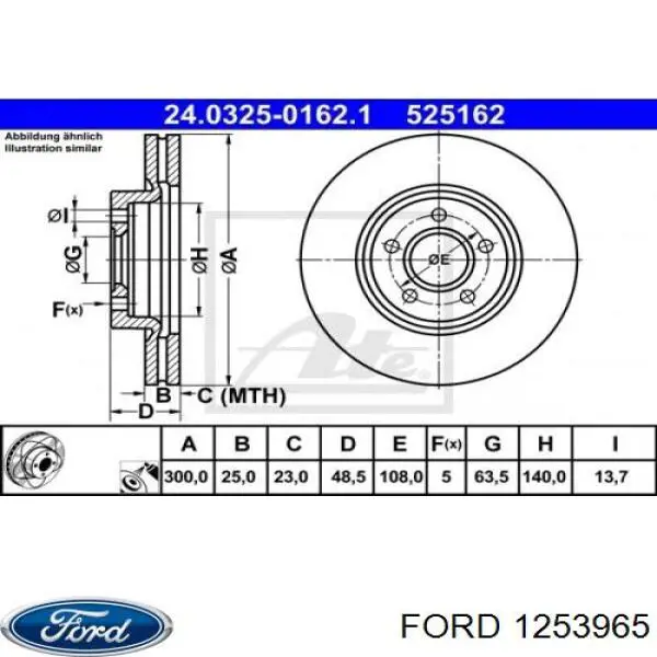 1253965 Ford disco de freno delantero